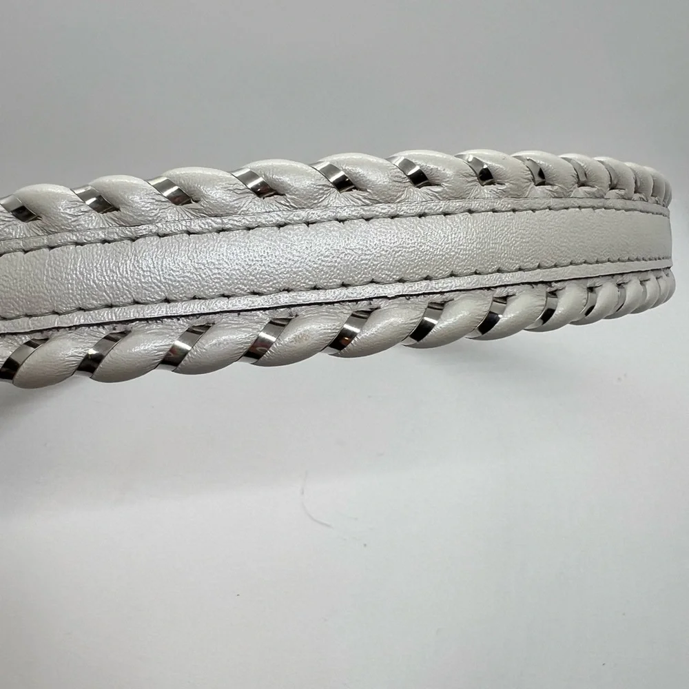 Justin Top Grain Cowhide White and Silver Leather Belt Sz 30